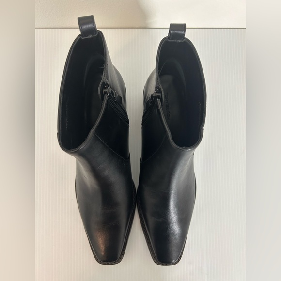 $480 Tory Burch Zip Booties BLACK LEATHER NARROW SQUARE TOE SIZE 10M NWOT - Picture 8 of 14